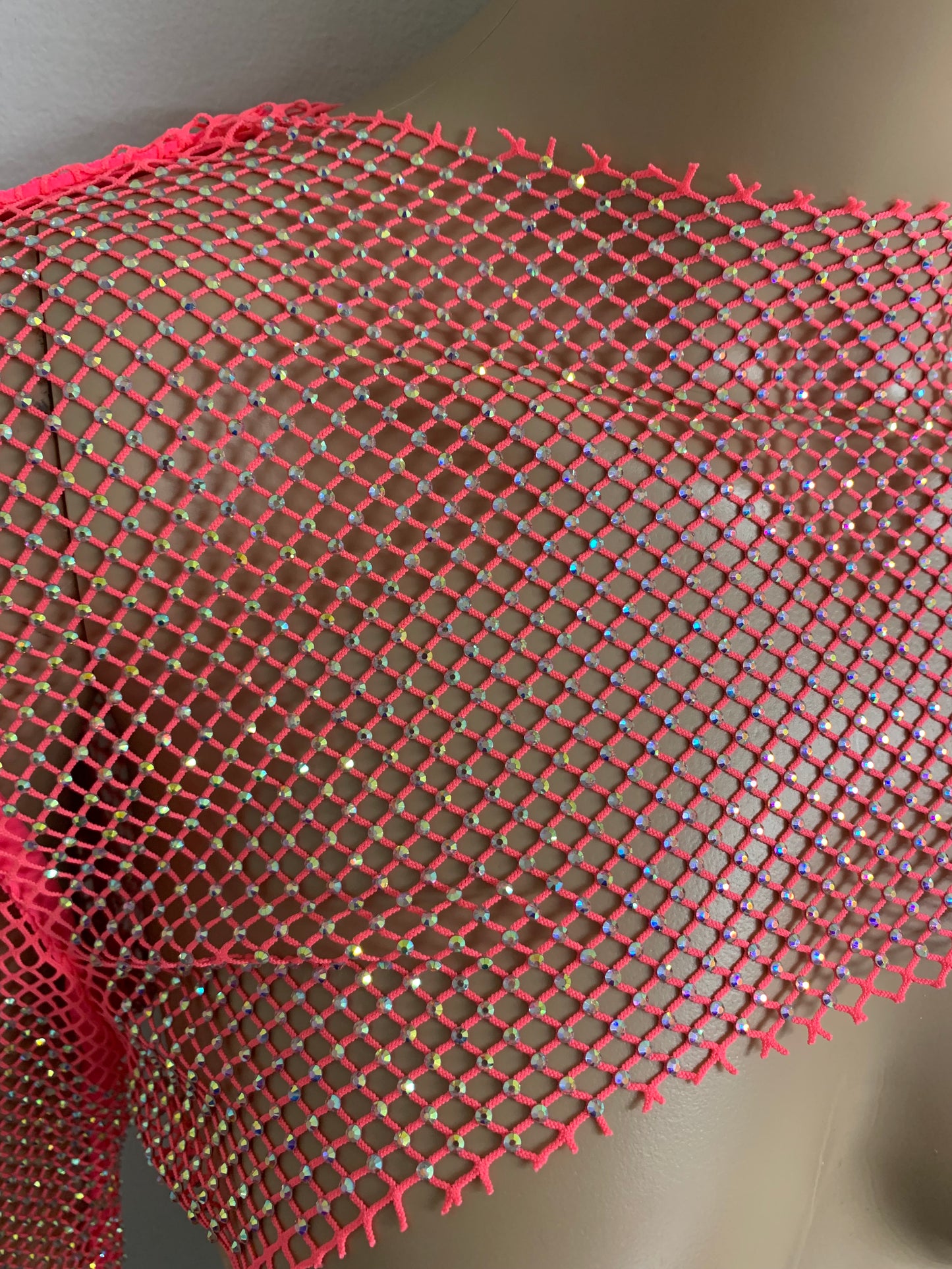 Neon Pink Crystal Ultra-Cropped Shrug Top