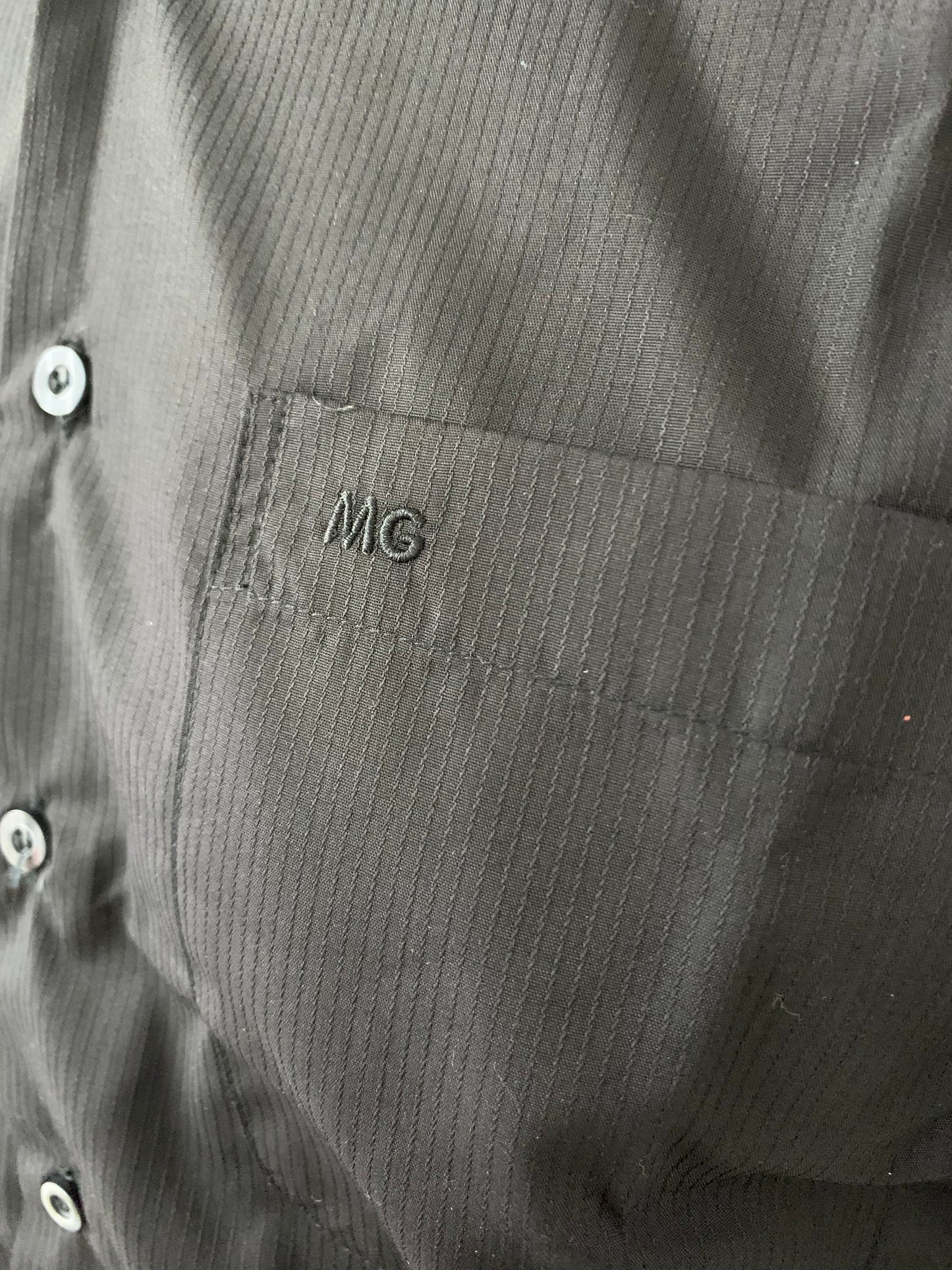 Black Pinstripe Button Up Short Sleeve Shirt