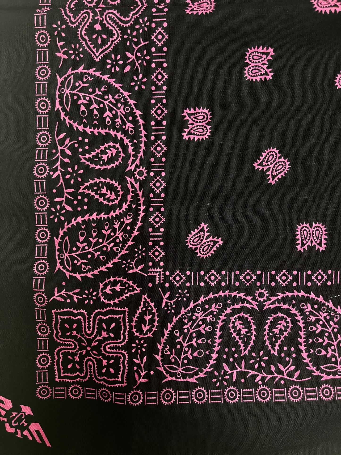 Black with Hot Pink Print Bandana