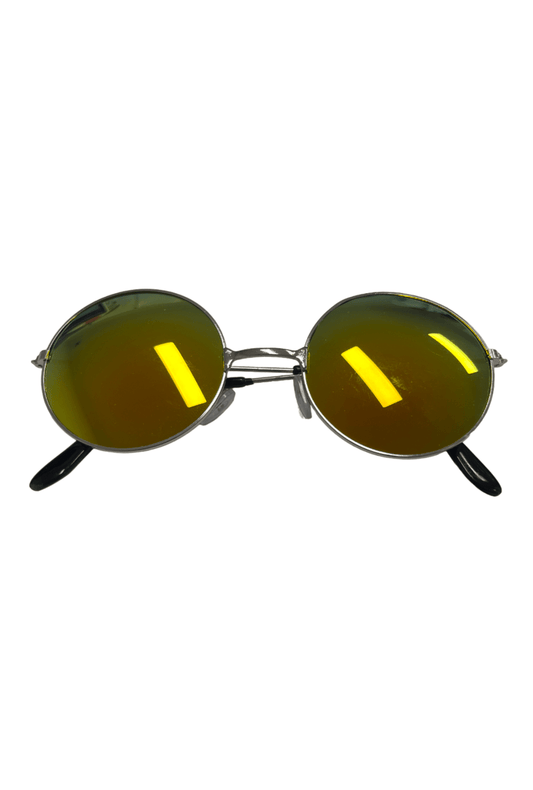 Gold Reflective Round Glasses with Silver Frame