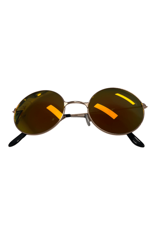 Orange Reflective Round Glasses with Rose Gold Frame