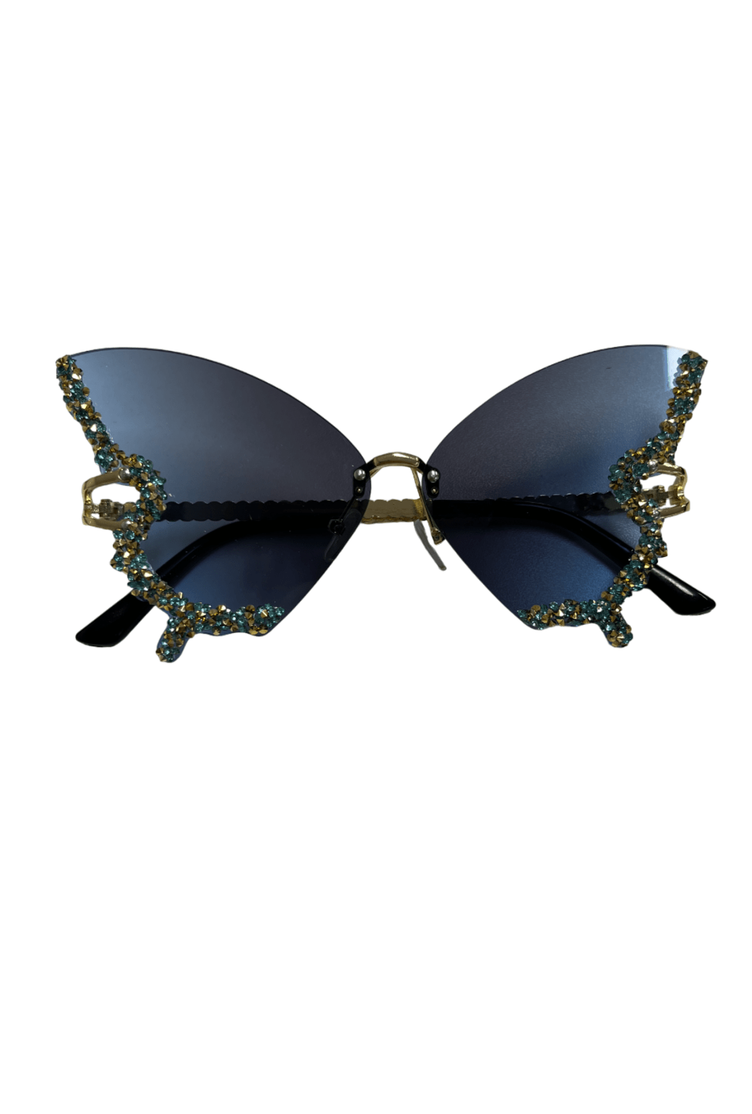 Ombré Blue & Smoke Embellished Butterfly Glasses