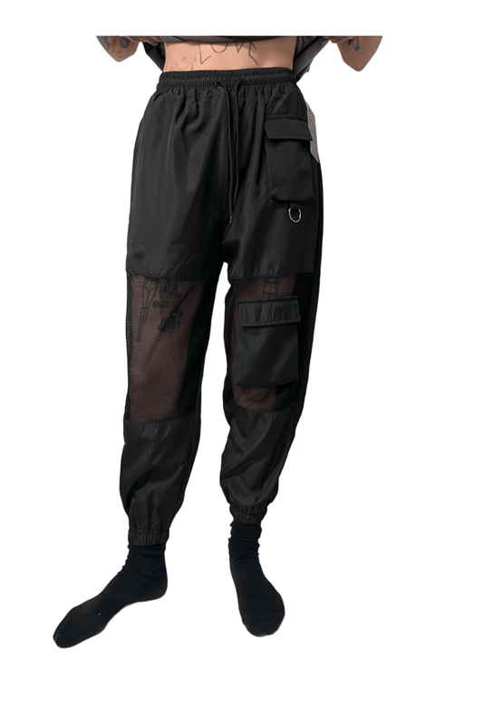 Black Utility Pants with Mesh