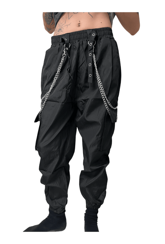 Black Utility Pants with Double Chains