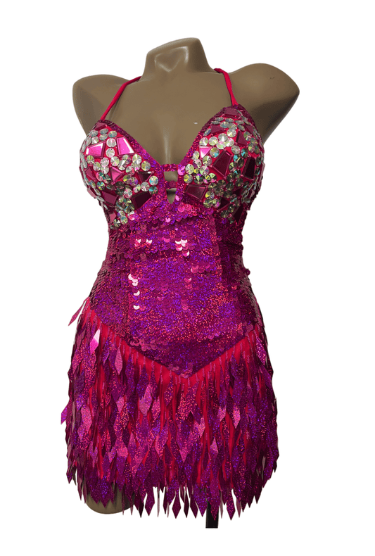 Hot Pink Sequin & Diamond Festival Dress