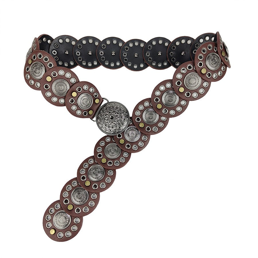 Brown Y2K Chunky Disc Belt
