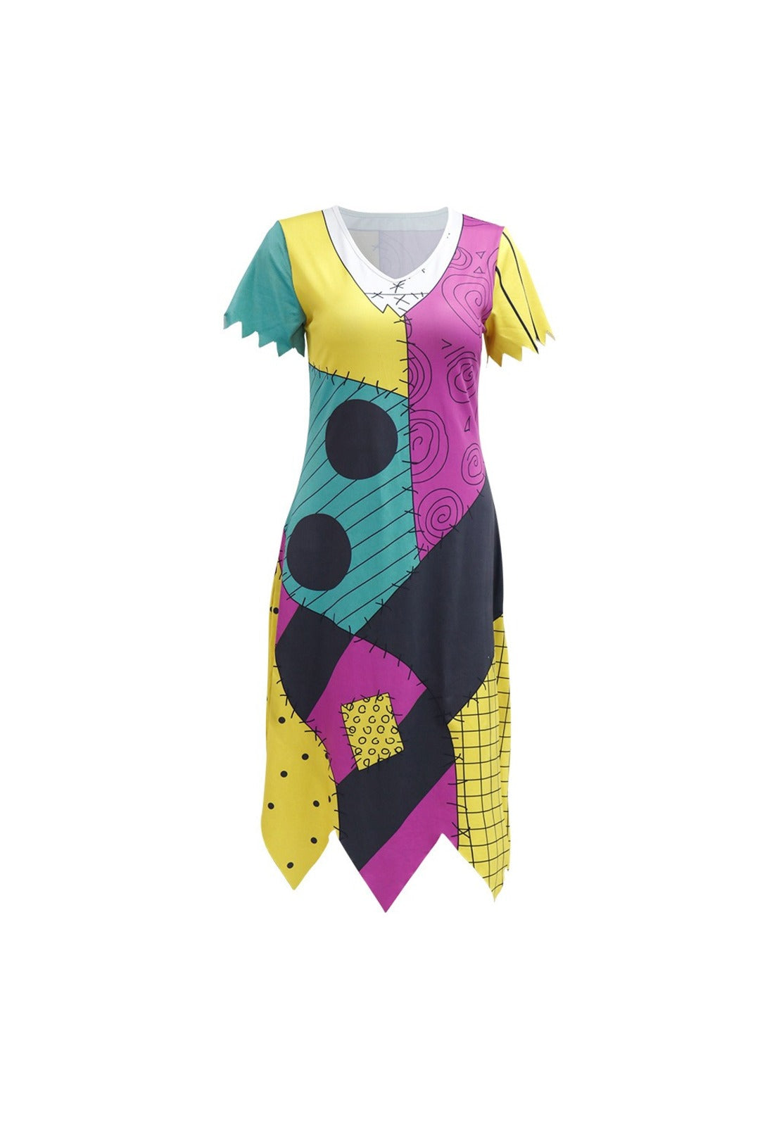 Jagged Cap Sleeve Nightmare Sally Dress