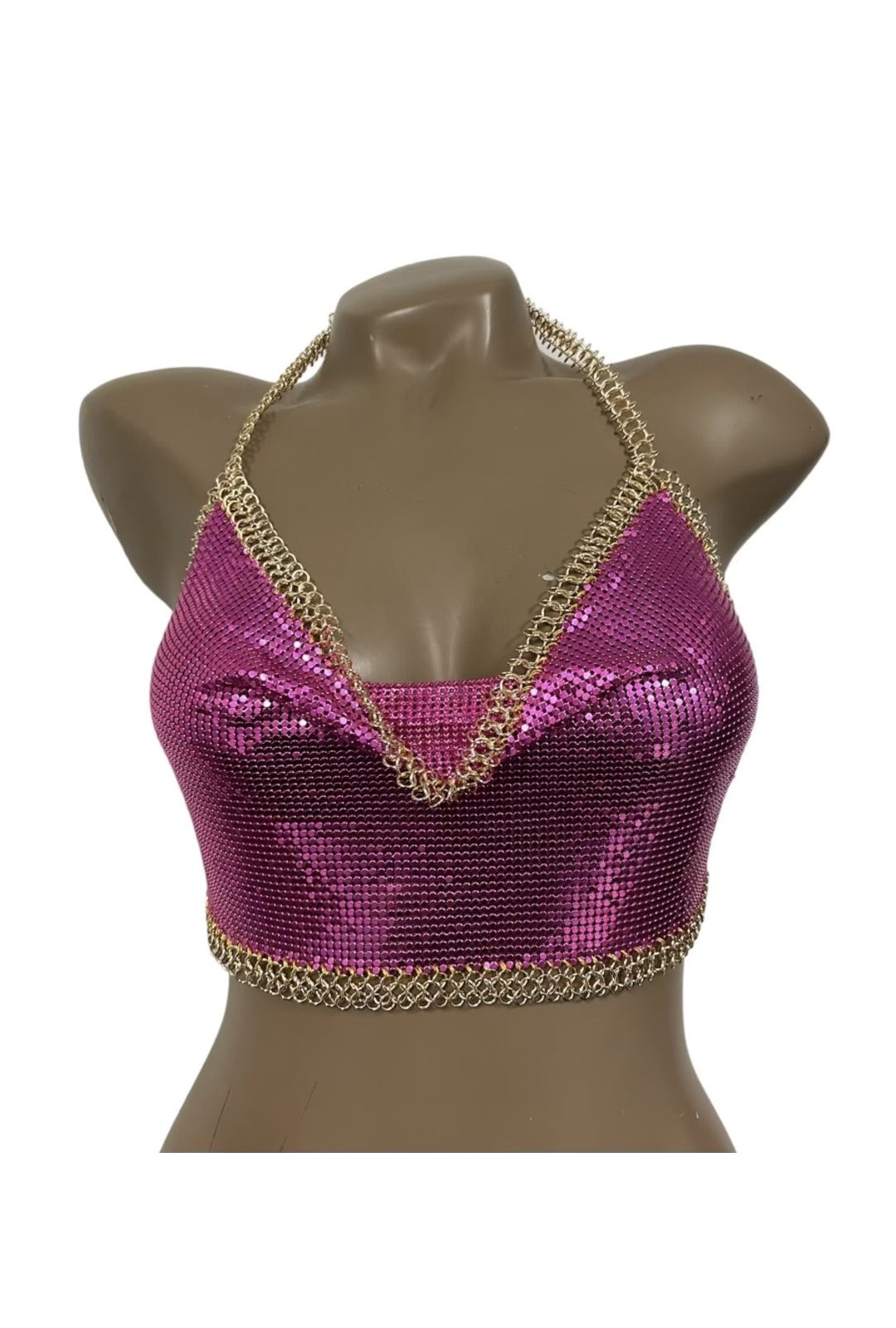 Hot Pink Mini Rectangle Mesh Top