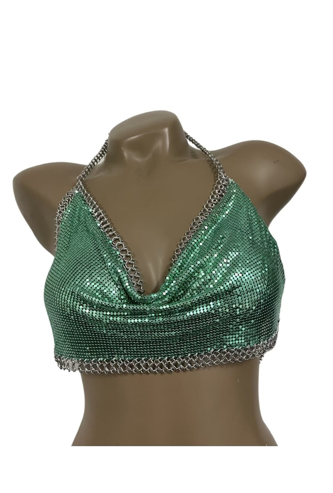 Jade Green Mini Rectangle Mesh Top