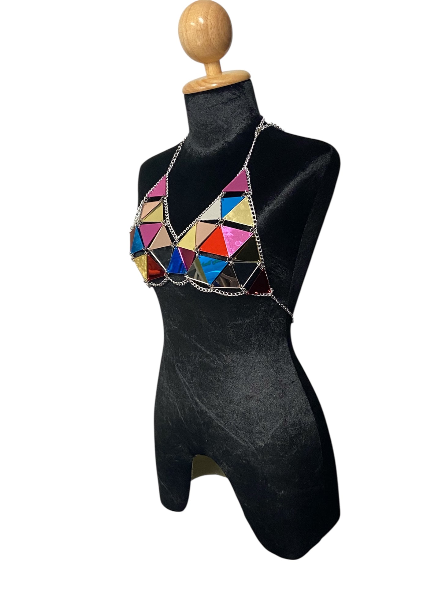 Rainbow Geometric Festival Bikini Top