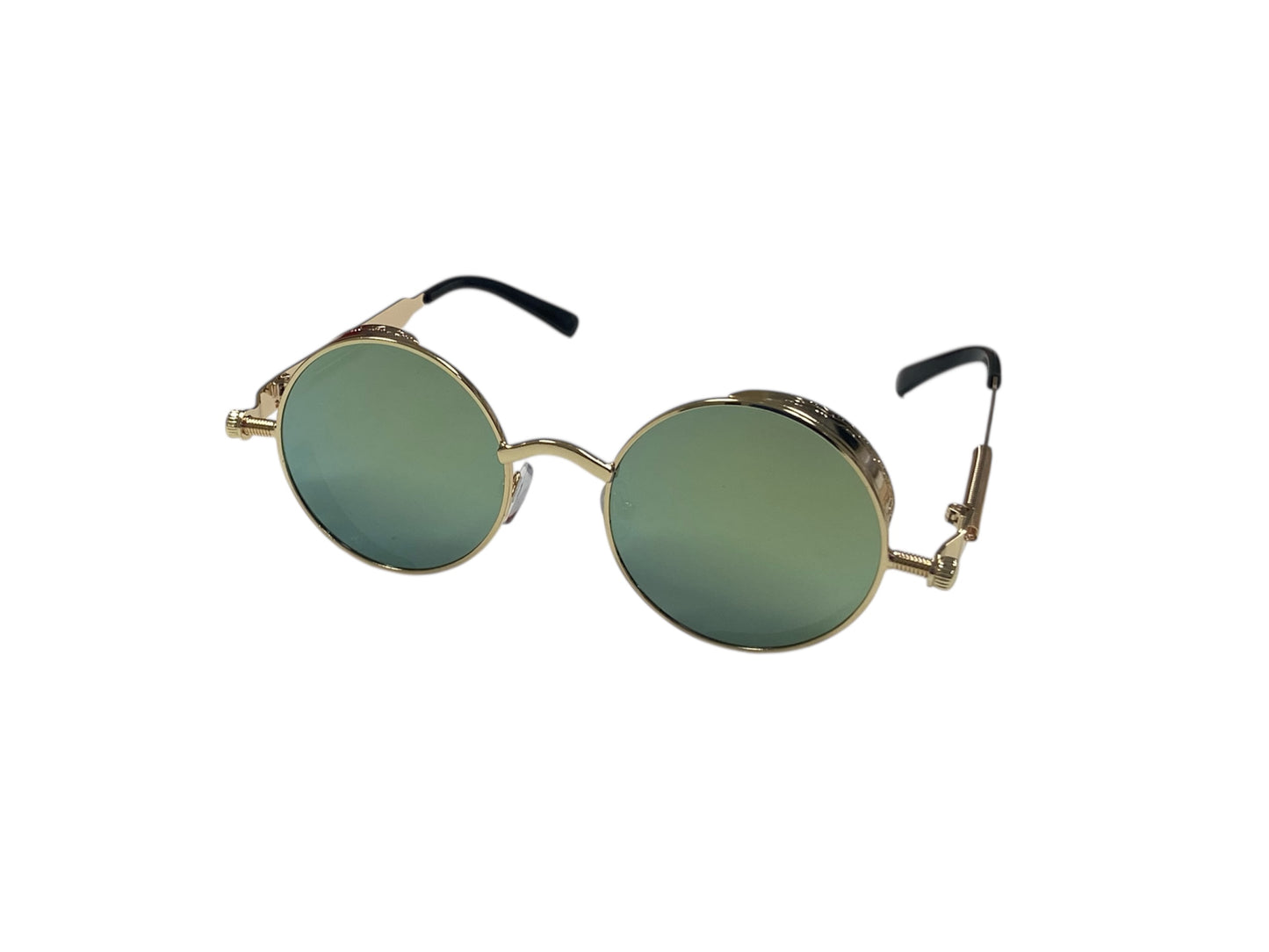 Golden Green Mirrored Steampunk Glasses