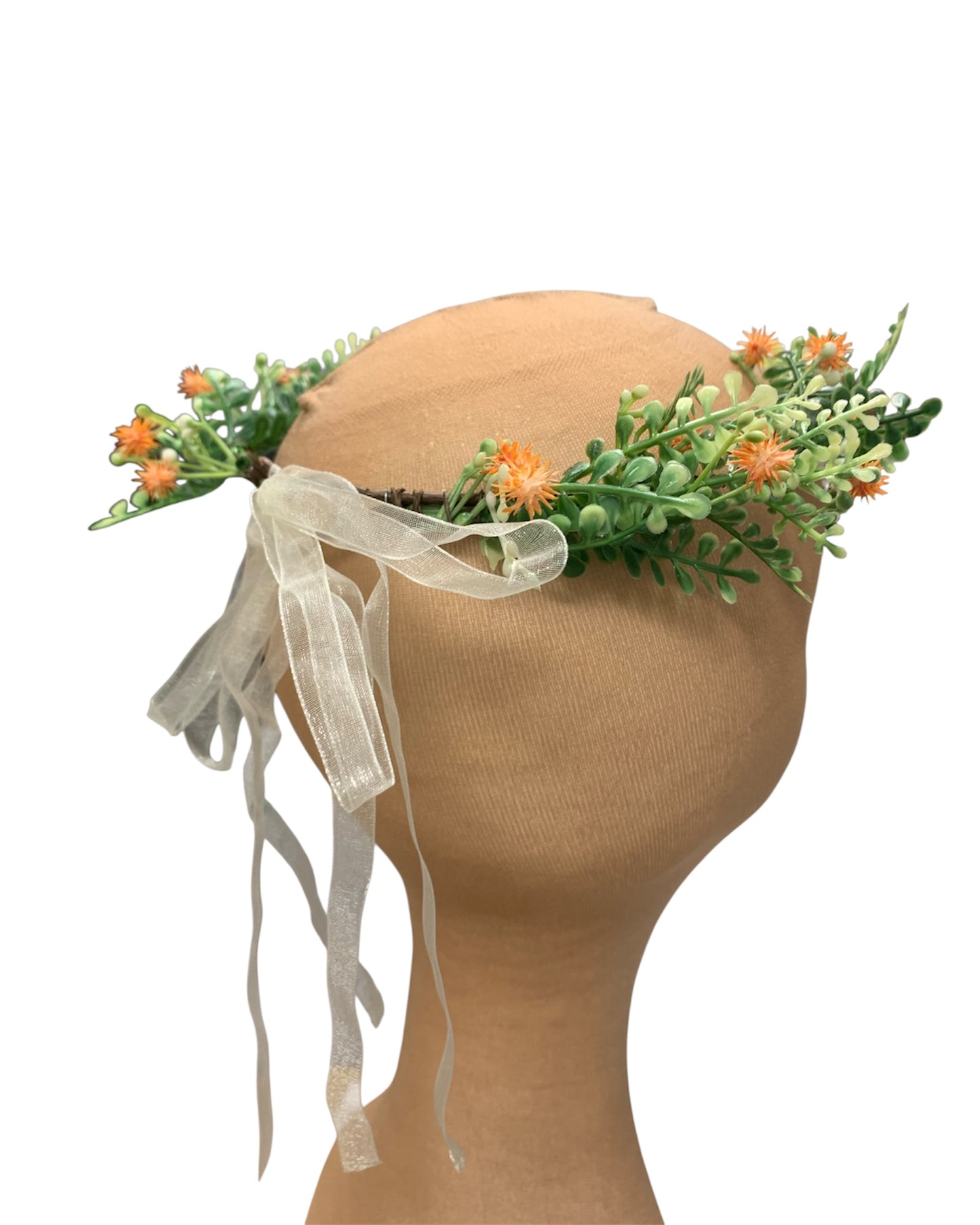 Orange Floral Circlet with Pink Gem