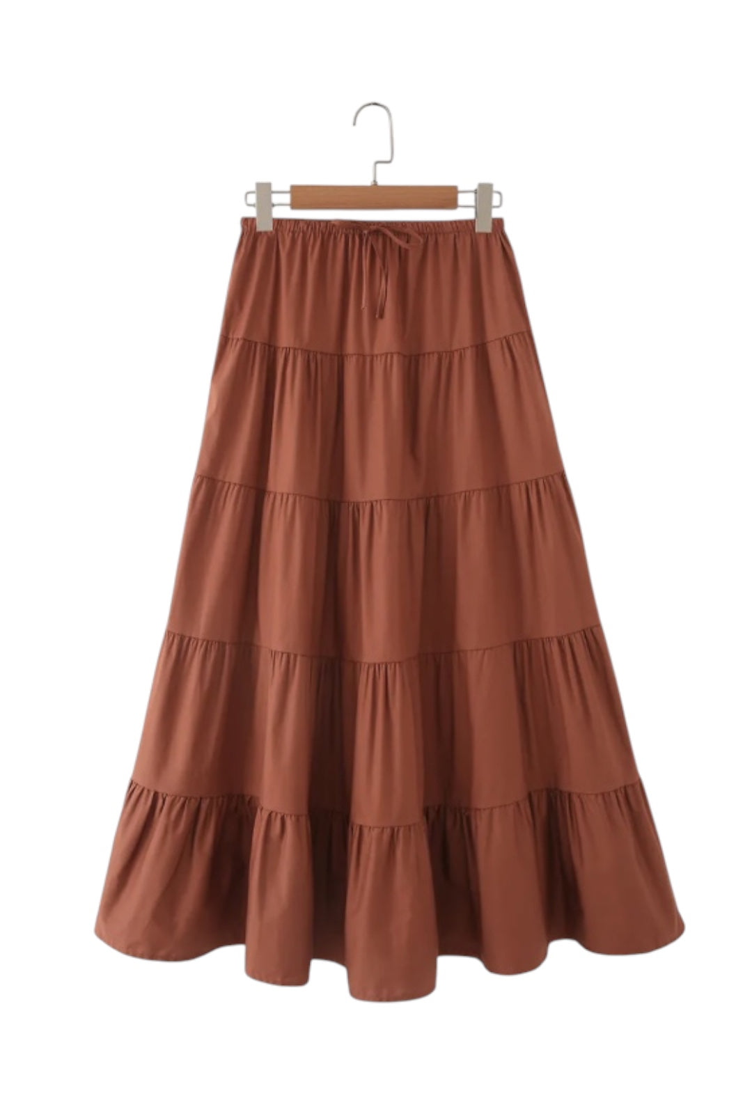 Tan Tiered Maxi Skirt