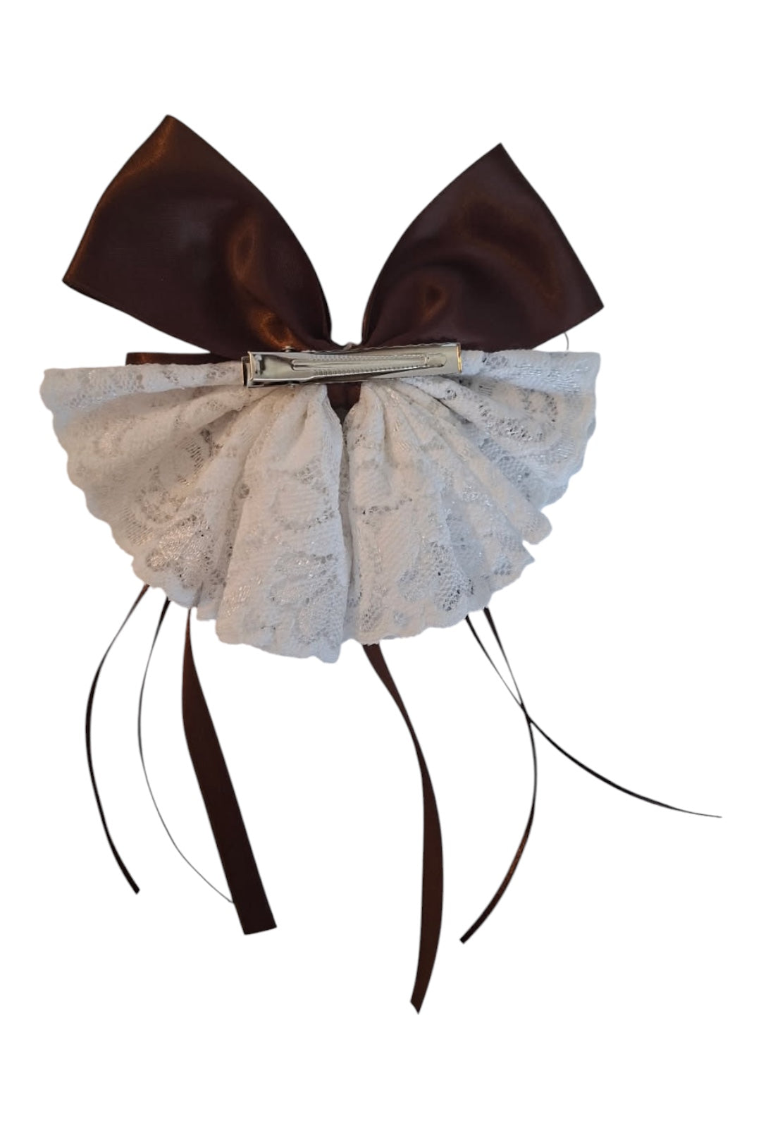 Brown Multiple Loop & Lace Bow