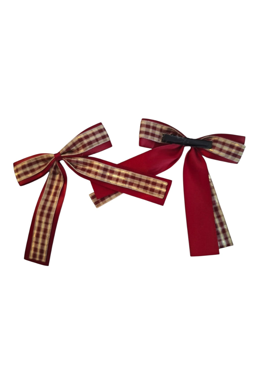 Deep Red & Gold Gingham Christmas Bow's