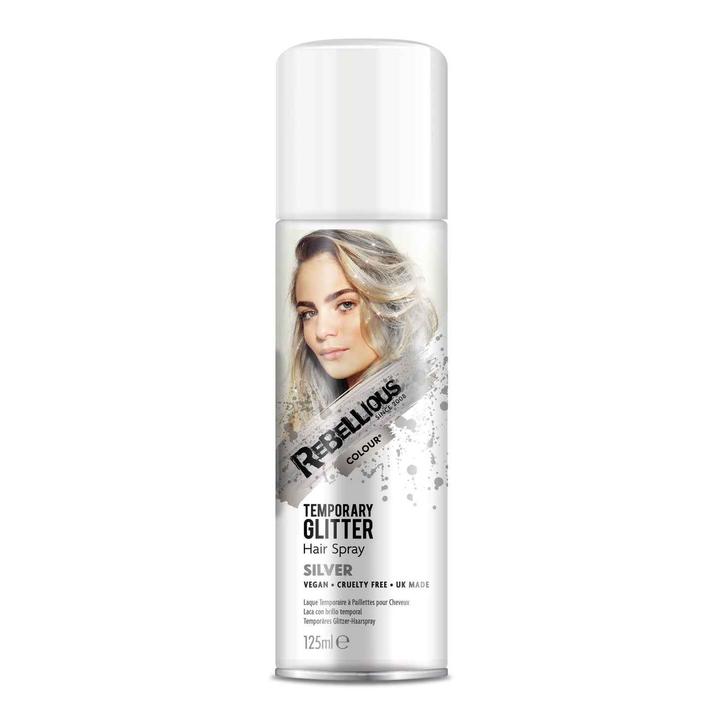 Rebellious Silver Glitter Hair Spray