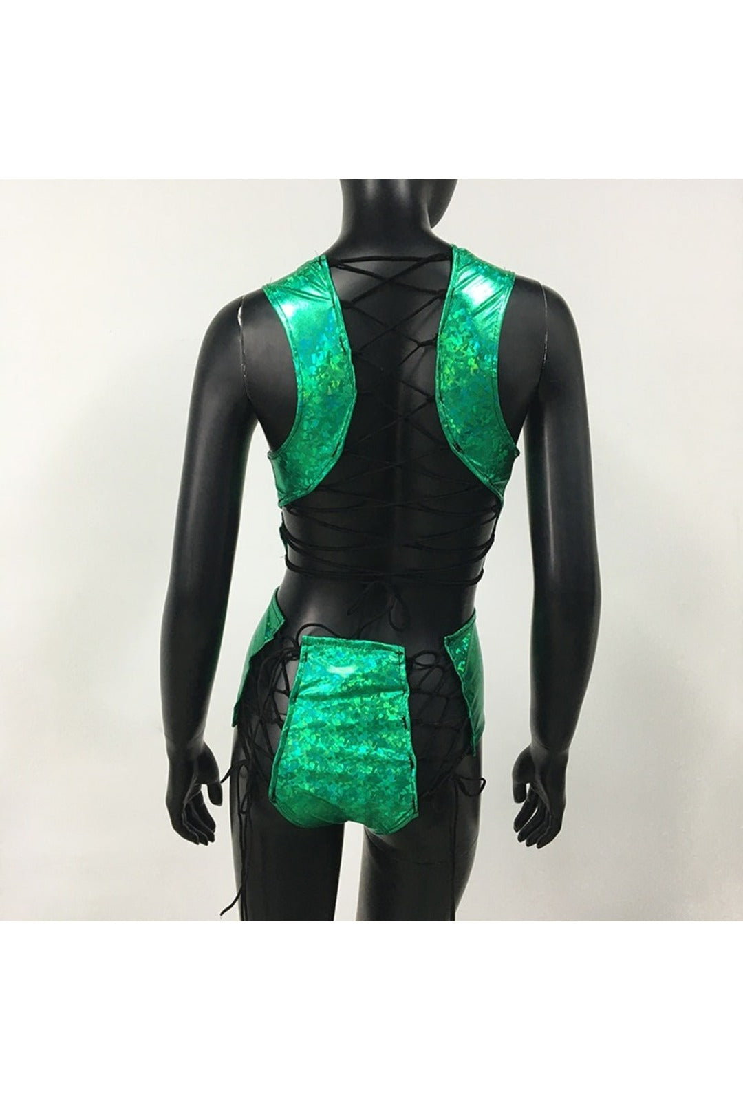 Iridescent Green Crop Top and Mini Shorts