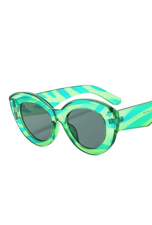 Green Zebra Round Cat Eye Glasses
