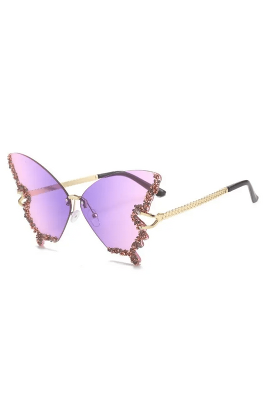 Purple Embellished Butterfly Glasses