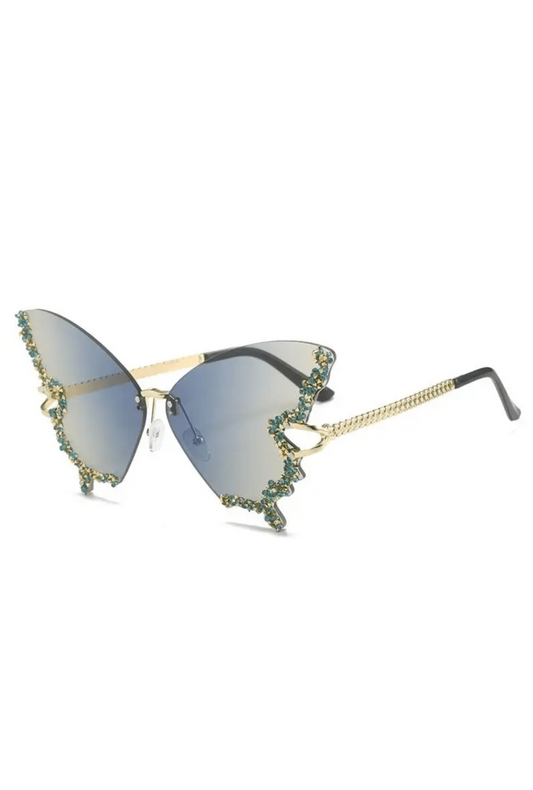 Green Embellished Butterfly Glasses