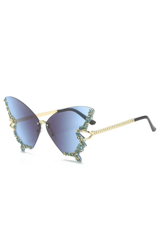 Blue Embellished Butterfly Glasses