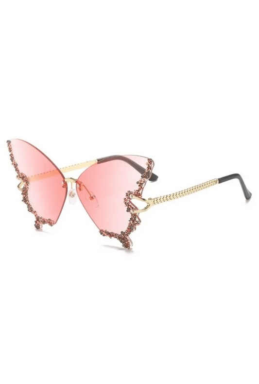 Pink Embellished Butterfly Glasses