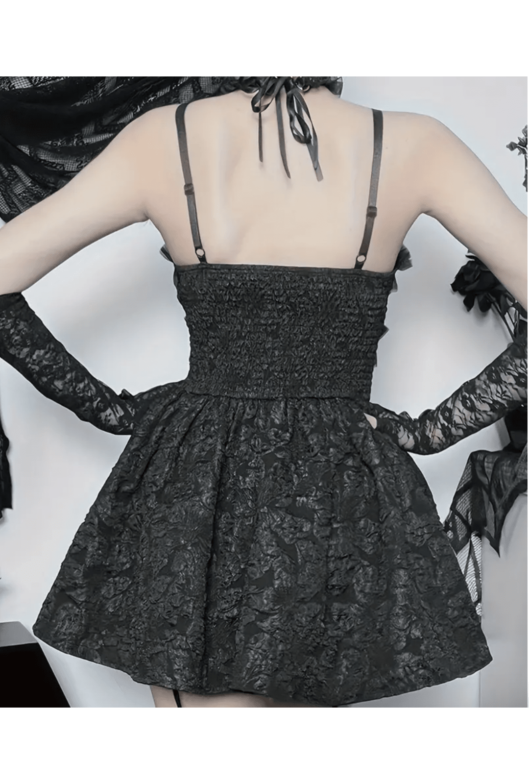 Ruffle Trim Gothic Lace Dress