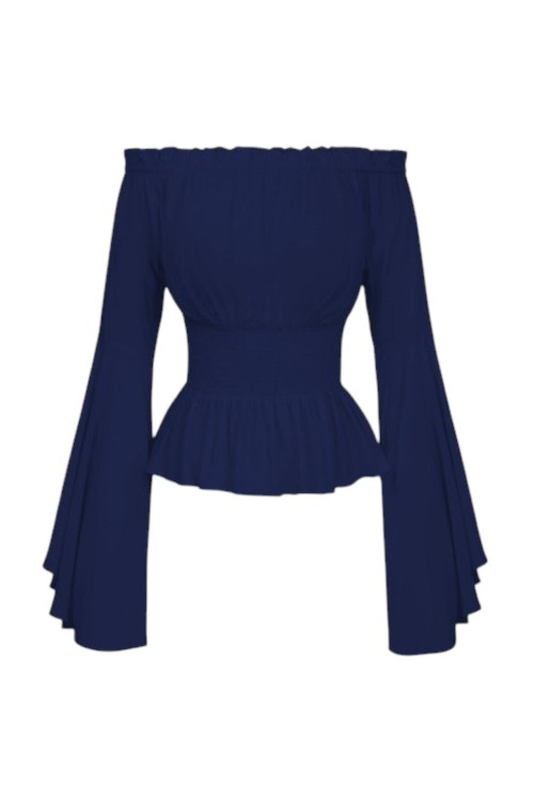 Midnight Blue Bell Sleeve Peasant Blouse