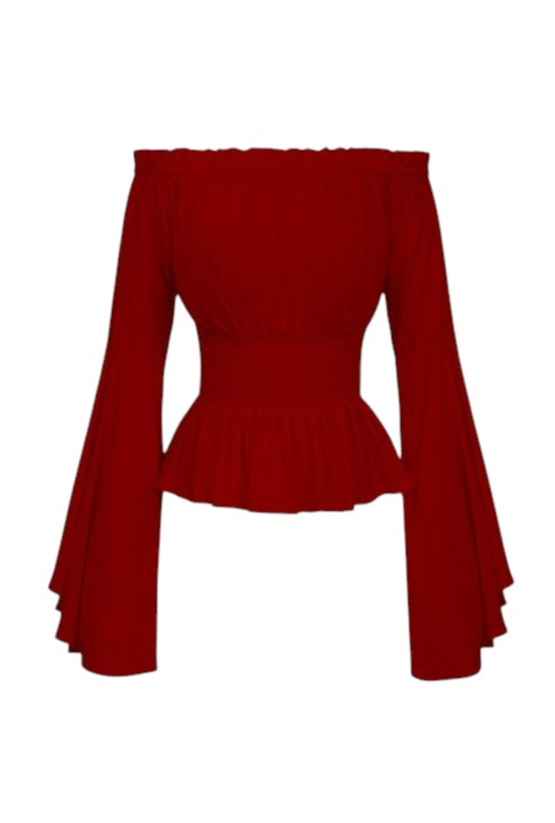 Blood Red Bell Sleeve Peasant Blouse