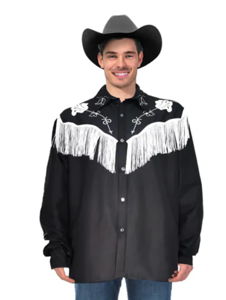 Black Ken Cowboy Shirt With Fringe