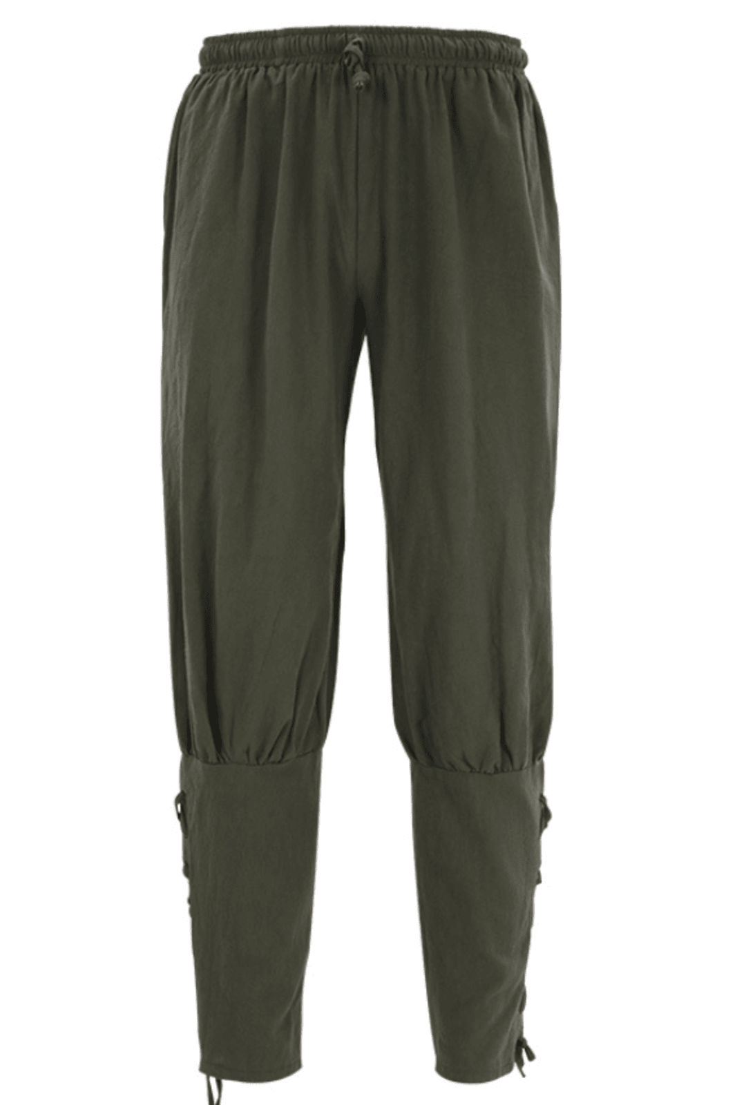 Mens Moss Green Lace-up Leg Pants