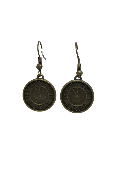 Bronze Steampunk Clock Earrings (D)