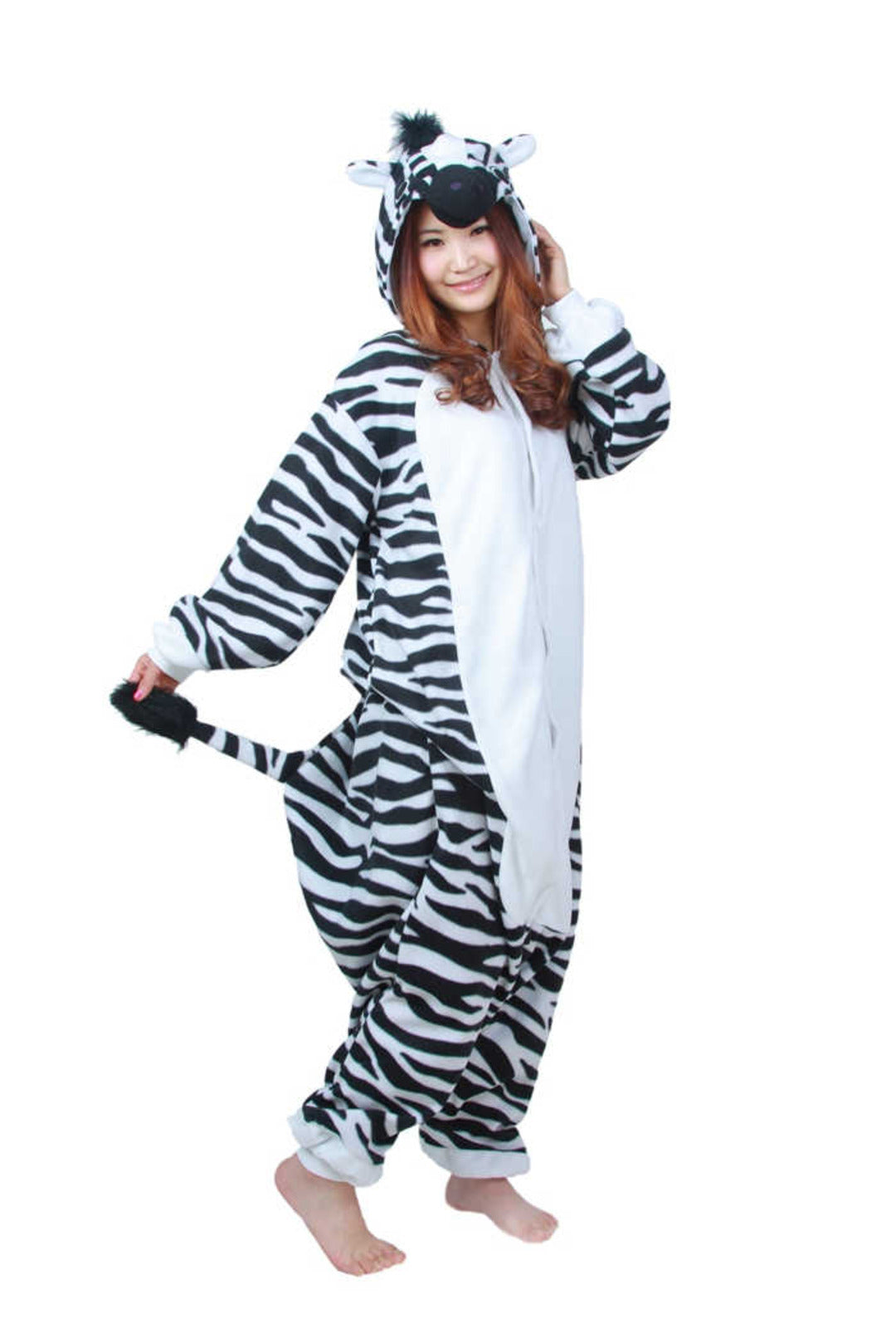 zebra onesie with tail and stripes madagascar jungle zoo safari snug party sleepwear