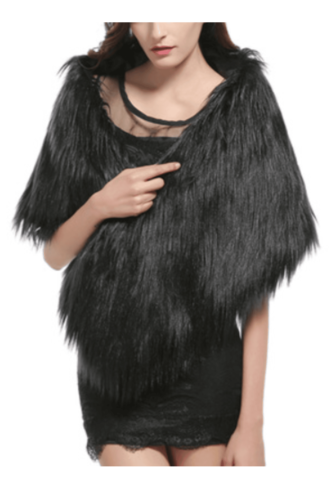 Black Faux Fur Shawl
