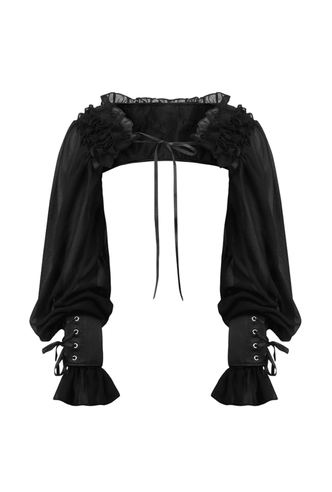 Black Victorian Shrug With Lace Up Cuffs