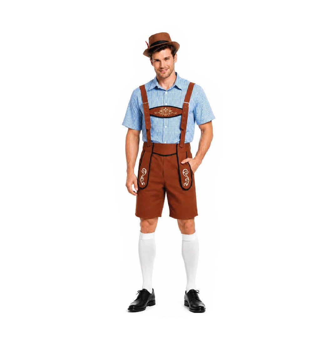 Blue Checkered Beer Man