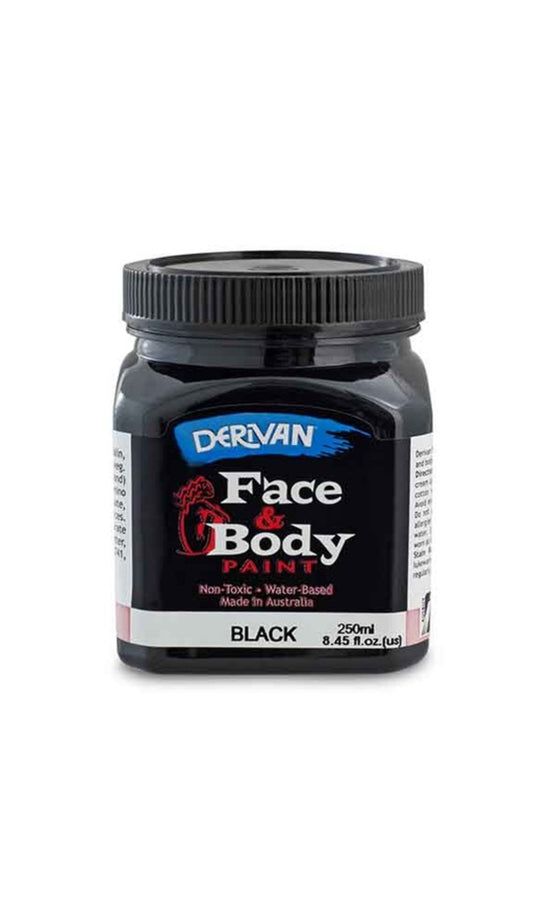 Derivan Face & Body Paint - Black 250mL