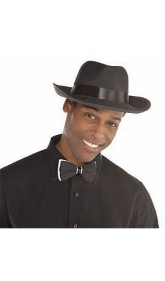 Black Pinstripe Gangster Hat