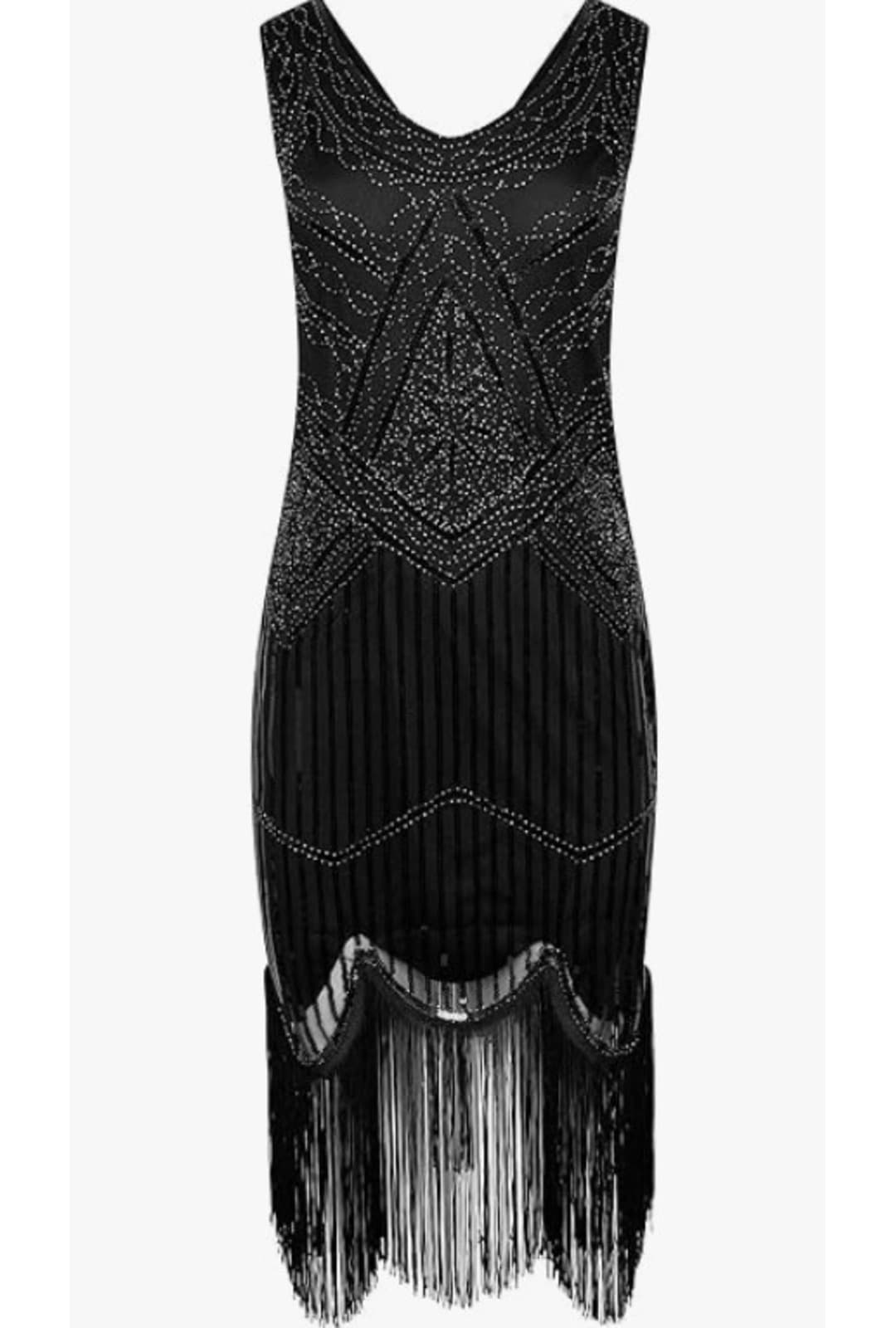 Black Beaded 1920's Gatsby Dress Perth Hurly Burly HurlyBurly