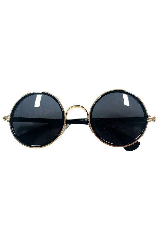 Black & Gold Round Steampunk Glasses