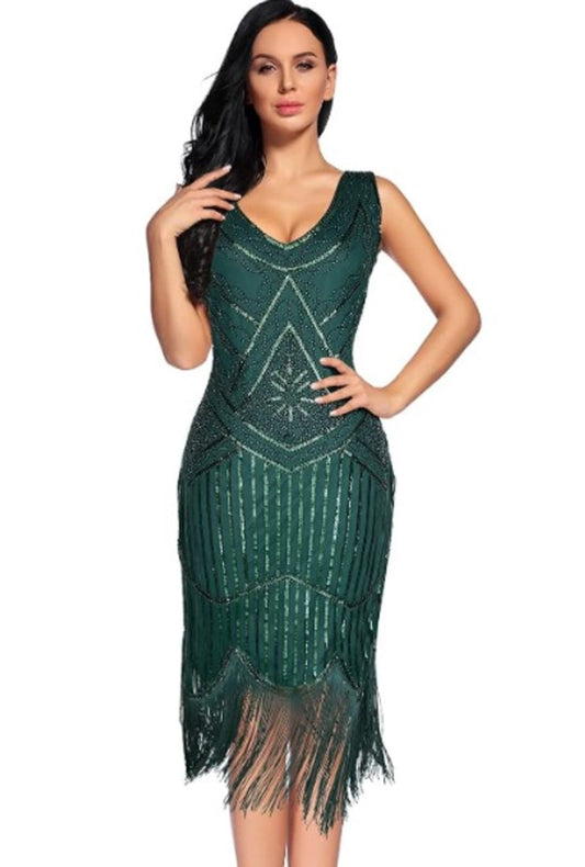 Green Sequined 1920's Gatsby Dress