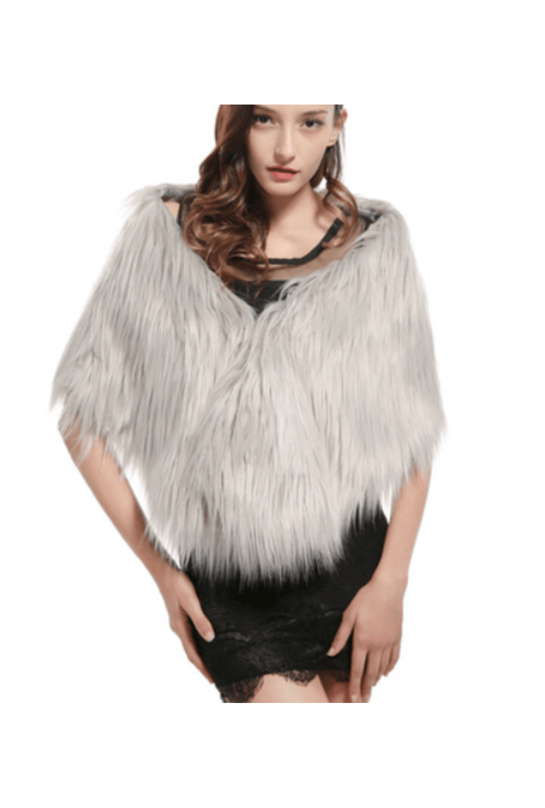 Grey Faux Fur Shawl