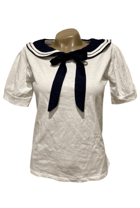 White and Black Anime Sailor Top