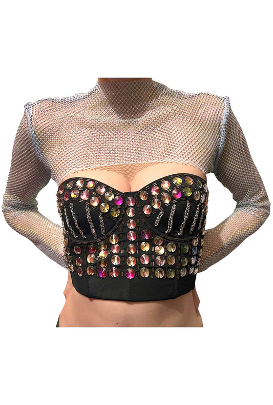 Lilac Purple Crystal Ultra-Cropped Shrug Top