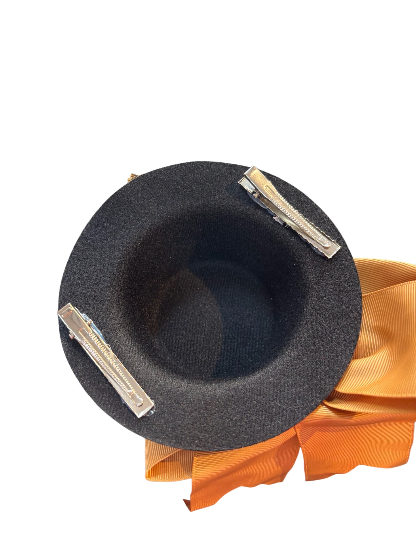 Mini Black Steampunk Hat wth Locket And Bow