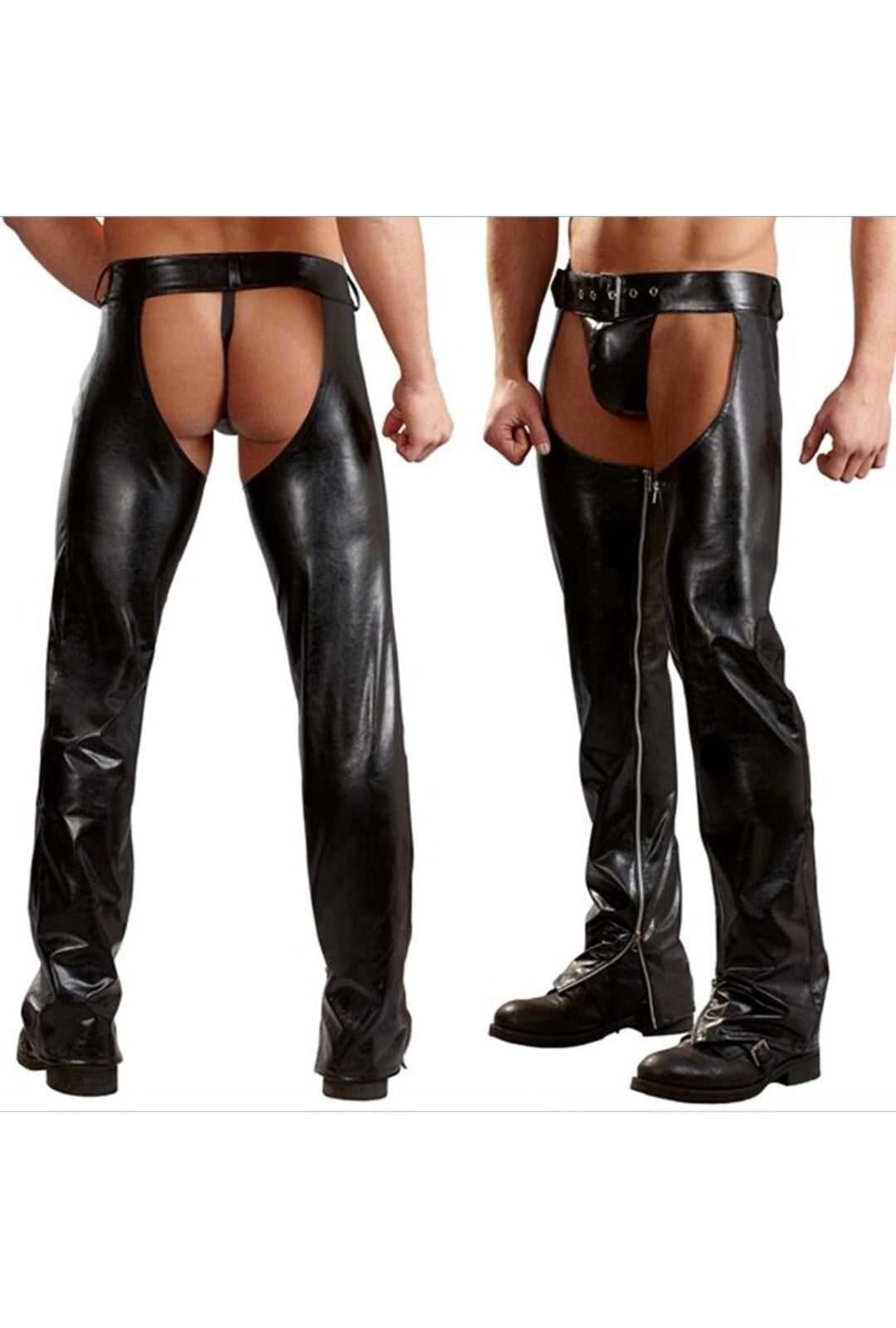 Mens Black Pleather Chaps
