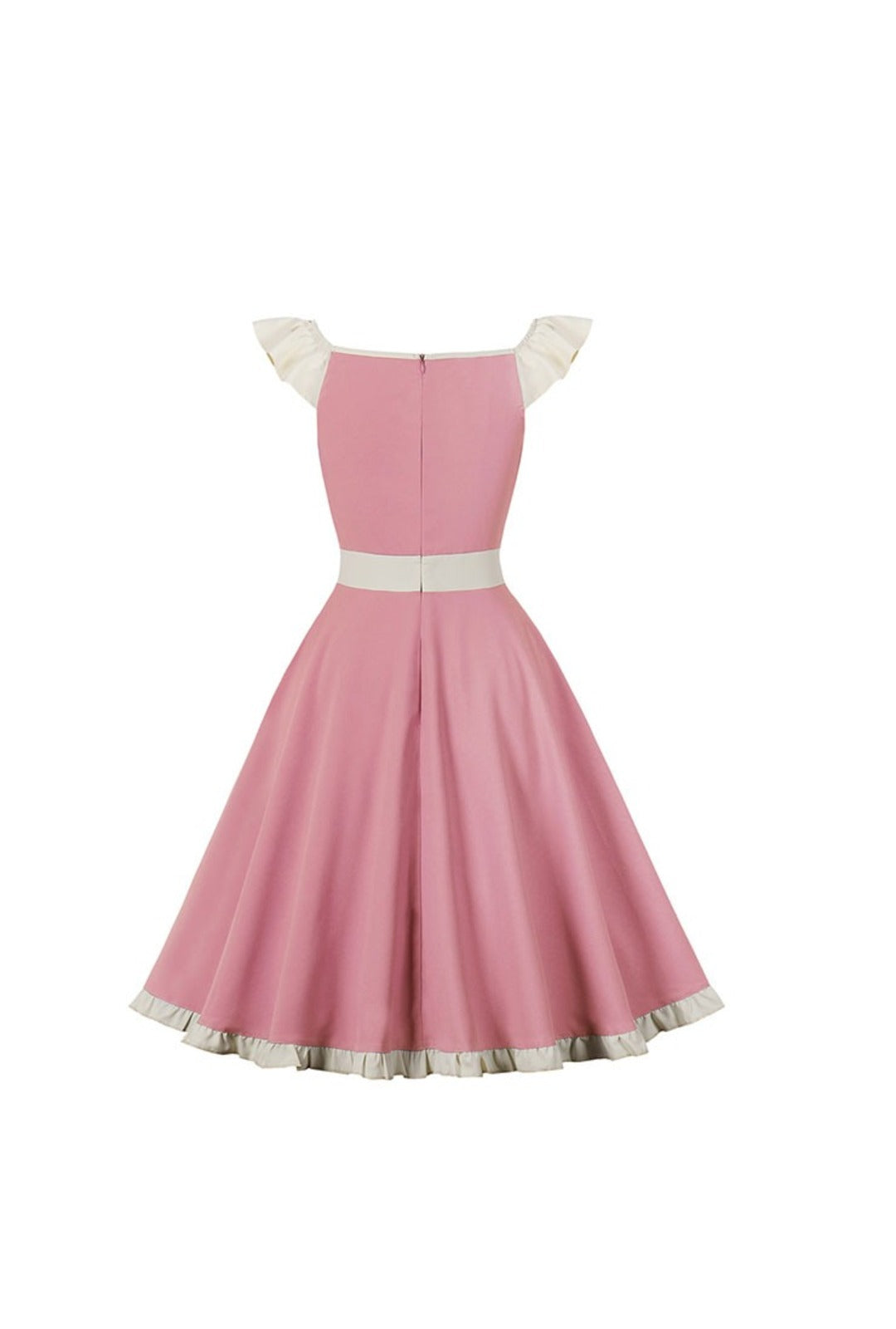 Retro Pink and White Bow Swing Dress