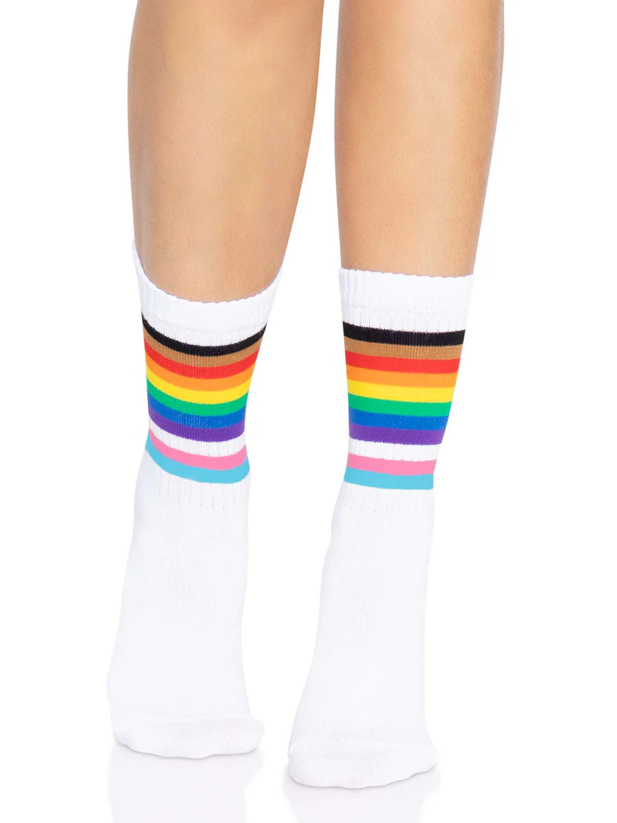 Progress Pride Rainbow Crew Socks
