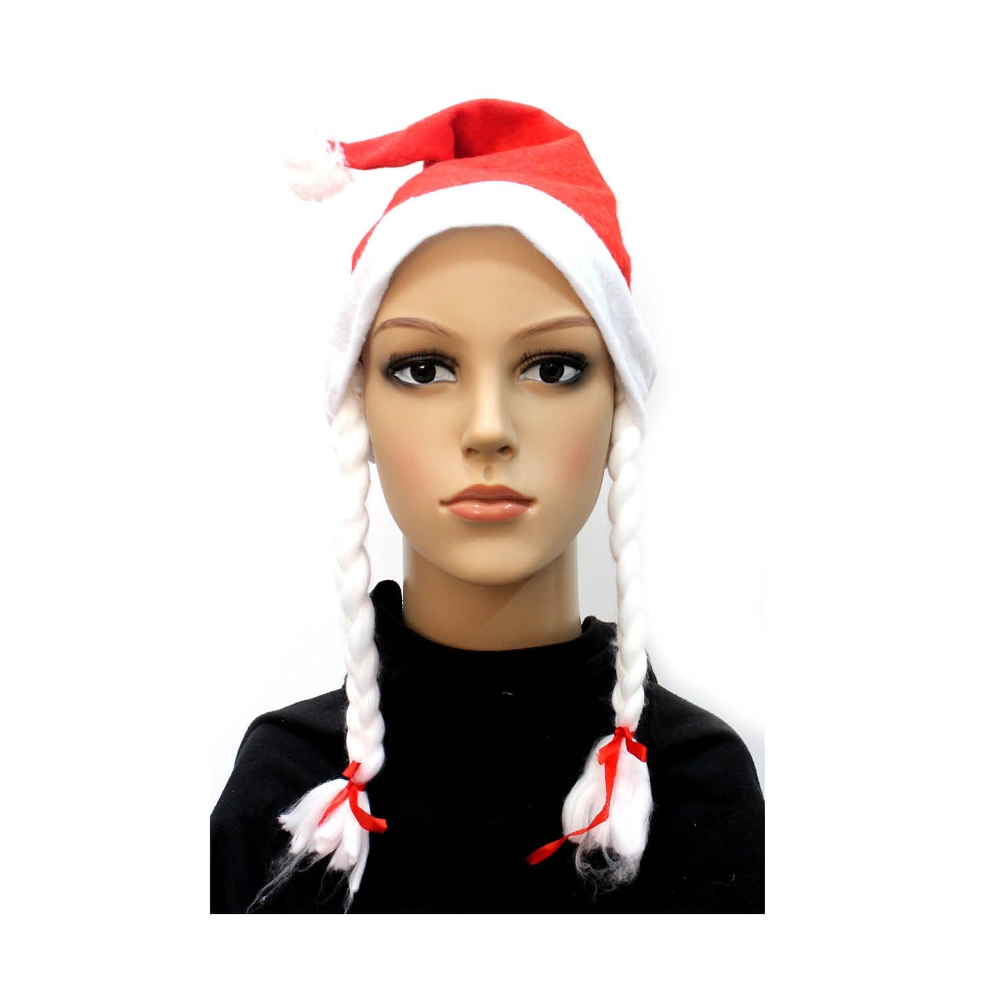 Santa Hat with Pigtails
