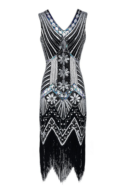Gatsby Sequin Silver & Blue Dress